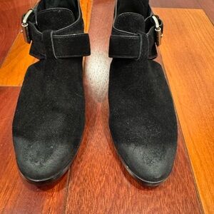 Black Suede Ankle Boots with Buckle